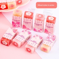 Gomme à effacer motif fleur de cerisier, gomme créative à structure sandwich pour les devoirs des élèves du primaire