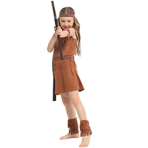 Costume da Principessa Indiana per Bambini 2022, Costume Indiano Marrone con Frange per Ragazzi e Ragazze ACDG-029 - Product Image 4