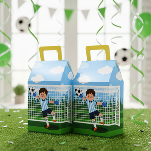 Boîte en papier pour cadeaux et friandises sur le thème du football pour enfants avec poignée, boîte à bonbons pour la décoration de célébrations sportives - Product Image 5