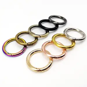 Custom Color Or In Stock Latest Zinc Alloy Spring Ring Key Ring Bag Metal Accessory Round Spring Gate Open O Ring