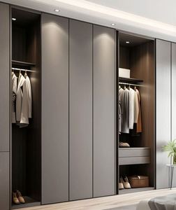 Muebles de dormitorio de diseño moderno Armario de madera portátil y ajustable con puerta de madera maciza para uso doméstico - Product Image 6