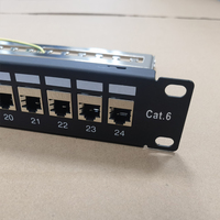 Panel Patch 24 Port Cat6 dengan Coupler STP Inline Keystone dan bilah belakang dapat dilepas