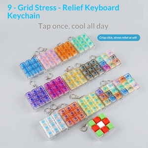 Porte-clés <span class=keywords><strong>clavier</strong></span> mécanique anti-stress à neuf boutons en plastique, clés lumineuses, sans impression, pour la relaxation - Product Image 2