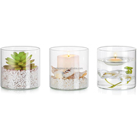 Vases à bourgeons en verre transparent mignons pour centres de table, mariage, décoration de Noël, décoration de la maison, ensemble de 3 vases en verre hurricane