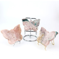 HZ Cristal de Diamant Poli Naturel Argentin Rose Violet Sculpté en Forme de Papillon pour Décoration de Bureau à Domicile et Cadeaux Thème Amour