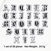 Patchs brodés thermocollants alphabet gothique Old English A-Z pour décoration de chapeaux et sacs en jean