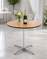 Table de cocktail extérieure pour hôtel au design moderne, pour événements, avec plateau en contreplaqué, structure en métal, durable et facile à nettoyer