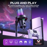 Micrófono de Condensador USB OEM de Alta Gama para PC, Teléfono, Streaming, Grabación, Reducción de Ruido, Micrófono Cardioide con Iluminación RGB