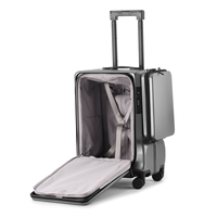 Valise cabine 20 pouces à double ouverture frontale, coque rigide en PC avec serrure TSA, port USB et support téléphone