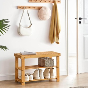 Sturdy Shoe Organizer Shoe Storage Organizer for Entryway Bathroom Shoe <b>Rack</b> <b>Bench</b> 3-Tier Wood Shoe Storage Organizer - Product Image 3