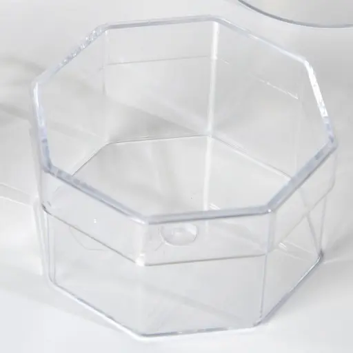 षट्भुज छोटे स्पष्ट प्लास्टिक भंडारण बॉक्स