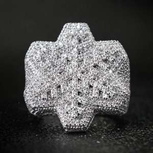 High Quality Most Trending Fashion Jewelry Hot Selling Hip Hop <b>Ring</b> Men Brass Full Pave <b>Ice</b> Out CZ Diamond Cross <b>Ring</b> - Product Image 4