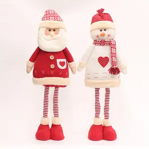 28英寸针织面料带可伸缩腿圣诞人物毛绒圣诞老人雪人娃娃节日圣诞礼物套装