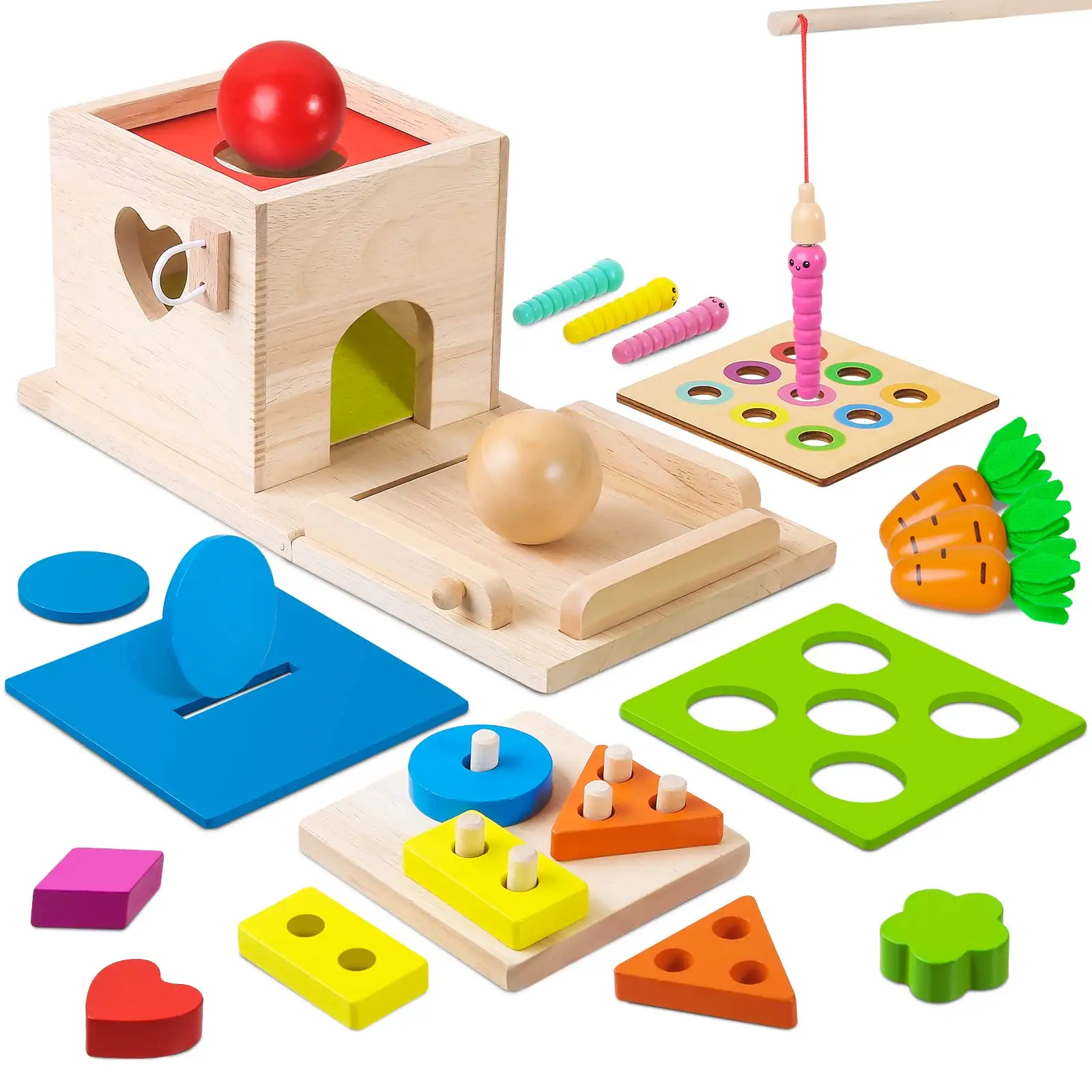 WANHUA就学前教育玩具1〜3歳の男の子、女の子、幼児向けの木製モンテッソーリ玩具
