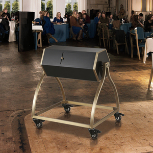 Tambour de tombola mobile avec 4 roues-Tirage au sort de la boîte de loterie à cadre doré pour les événements de fête - Product Image 6