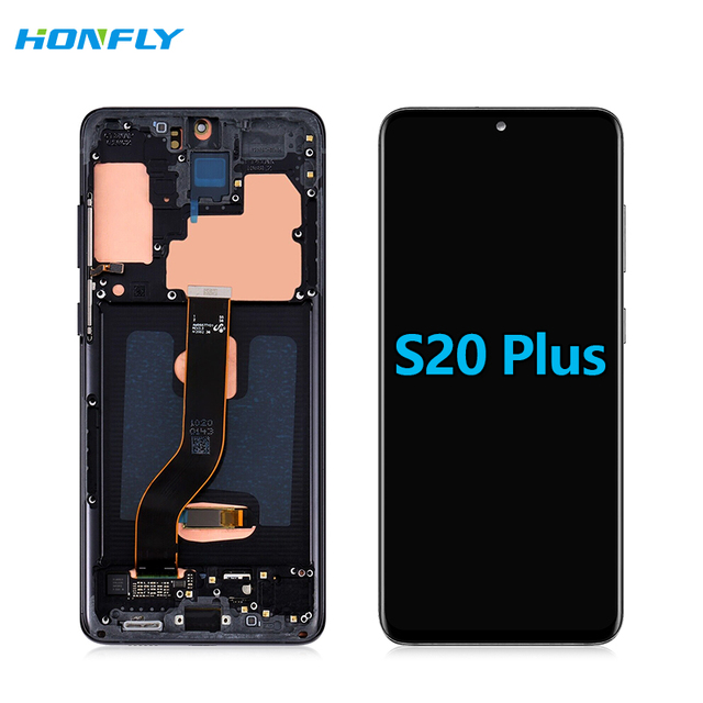Honfly 6.7" OLED Mobile Phone Lcds for Samsung Galaxy S20 Plus S20+ 5g Lcd Touch Display with Frame Assembly Screen Replacement