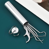 Cure-dents portables en acier inoxydable avec support Ensemble de poche en titane réutilisable écologique pour pique-nique en plein air Camping