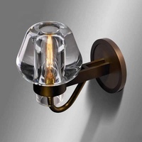 Applique murale LED moderne de luxe en bronze et cuivre avec abat-jour en cristal K9, 2 têtes, pour salon et chevet