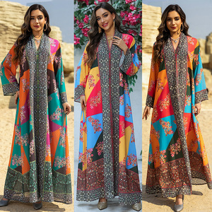 Abiti da donna musulmani eleganti Abaya abito da donna stile etnico stampato manica lunga medio oriente arabo Dubai Abaya Kaftans - Product Image 6