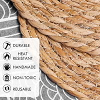 Ensemble de sets de table ronds tressés en paille naturelle et jacinthe d'eau, style bohème, pour table à manger