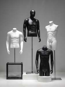 Manichino Maschile Mezzo Busto in Fibra di Vetro per Esposizione di Abbigliamento in Negozio e Vetrina - Product Image 1