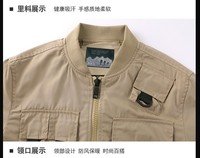 Produit tendance 2027, veste bomber américaine pour hommes grande taille, veste d'extérieur streetwear multi-poches unie
