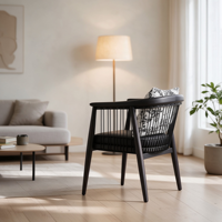 Chaise de salle à manger en bois massif de style italien, dossier rembourré en cuir noir, siège d'appoint moderne minimaliste haut de gamme pour salon