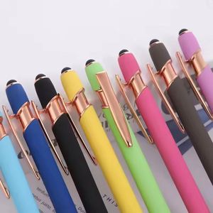 Wholesale <b>Multi</b> <b>Color</b> Golden Clip Press Ball-Point Rubber Tip Stylus <b>Pen</b> Business Promo Gift Custom Ballpoint <b>Pens</b> With Logo - Product Image 4