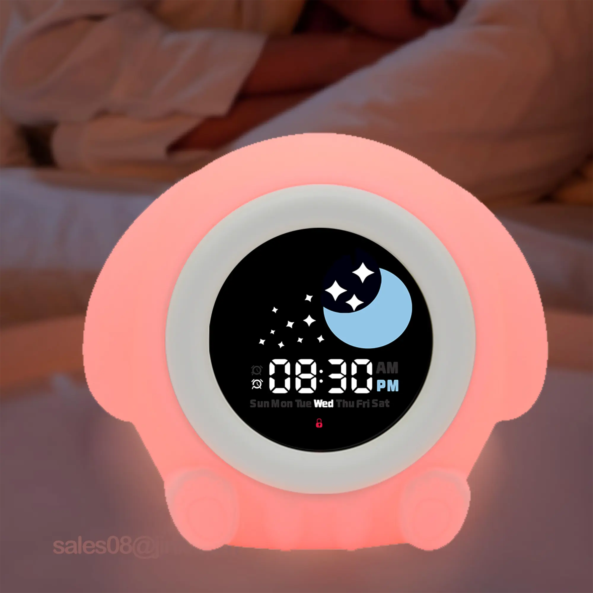 Espressioni personalizzate orologio Stay-in-Bed per bambini decorazione moderna orologio di formazione del sonno con luce notturna sveglia