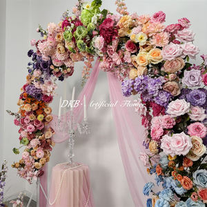 Arco de flores artificiales rosa y amarillo de DKB a bajo precio al por mayor, arco de flores para bodas, fondo para escenarios de fiestas - Product Image 5