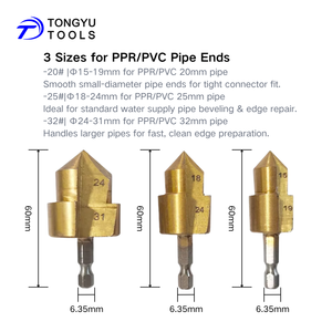 3個ステップリーマードリルビットセット15-31mm、PPR PVCパイプの面取り、ベベリング、拡張、コネクタのエッジ修理用 - Product Image 4