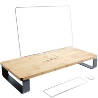 Support de bureau portable en métal et bambou pour ordinateur portable, support de moniteur d'ordinateur, rehausseur