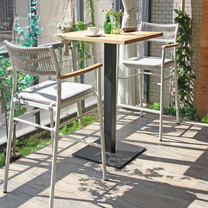 Mesh Bar Chair Cafe <span class=keywords><strong>Shop</strong></span> Hohe Rattan Möbel Küchen stuhl Barhocker Aluminium Outdoor Counter Bar Hochstuhl - Product Image 3