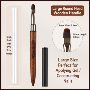 Pinceau à ongles en gel UV avec manche en bois de santal, tête large, poils en nylon doux, application uniforme du gel, outil de manucure pour salon de beauté - Product Image 4