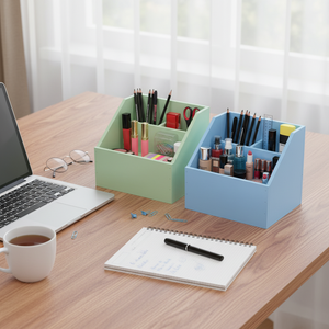 Ensemble de bureau multifonctionnel en bois de bambou, organisateur de papeterie de bureau, support de rangement pour stylos et crayons - Product Image 1