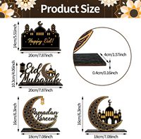 Lot de 4 décorations de table Ramadan Kareem Eid Mubarak, panneaux de table en bois, centres de table pour la décoration islamique de l'Aïd al-Fitr et du Ramadan