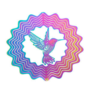 3d Kleurrijke Roterende Wind Spinner Kolibrie Roestvrij Staal Klokkenspel Tuin Opknoping Decor Hanger Vogel Afschrikmiddel - Product Image 4