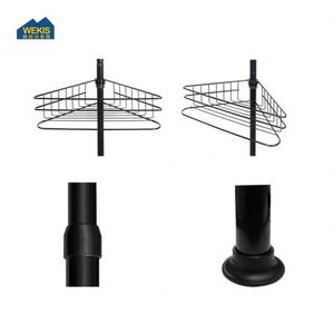 WEKIS Custom Black Metal Bath Wall Mounted Adjustable <b>Basket</b> Bathtub Holder Hanging Tension Pole Mesh Corner Rack Caddy <b>Shelf</b> - Product Image 5