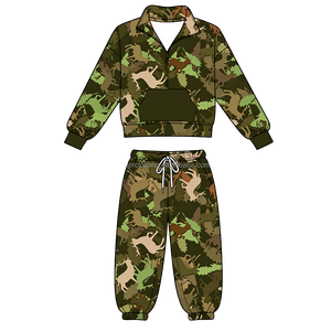 Tracksuit Kids Polyester half zip Camo Print Windproof <b>Thermal</b> <b>Boys</b> Girls Wholesale Clothing Jogging Suit - Product Image 3