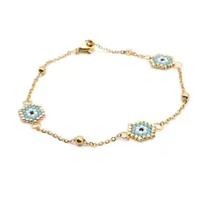 Wholesale Miyuki Blue Eye Bracelet Gold Chain Bracelet Eye Turkey Bracelet Fashion Jewelry