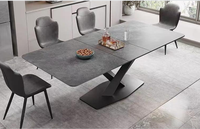 Ensemble de table à manger ronde de luxe extensible en céramique, mobilier de salon moderne et luxueux
