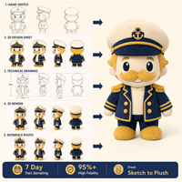 Peluche Mascotte Capitaine Golden Horizon, Jouet en Peluche Personnalisé, Animal en Peluche, Jouet Doux, Fabricant OEM ODM, Logo Personnalisé, Cadeau Promotionnel