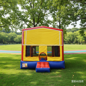 Château gonflable pour enfants sur le thème de la montgolfière, avec aire de saut et toboggan - Product Image 4