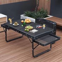 Table de camping pliante en métal de 70 cm avec plateaux latéraux, légère et portable, idéale pour pique-nique et barbecue en extérieur – Offre Spéciale