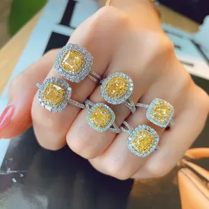 Designer Engagement Ring Customized Yellow Diamonds Engagement Ring With Natural Diamonds Hola Luxury Hand Setting