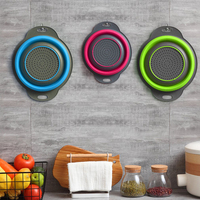 Groothandel siliconen vergieten opvouwbaar rond huiskeuken groente fruit pasta afgietmand siliconen keuken zeefset