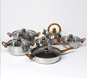 <span class=keywords><strong>New</strong></span> thép không gỉ 12-Piece Pot Set Vàng xử lý Ấm đun nước nồi Set kết hợp nấu ăn chậu thép không gỉ Bộ đồ nấu nướng - Product Image 1