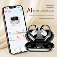 Earphone Nirkabel Open-ear Tahan Air IPX5 Bertenaga AI Terlaris, Kontrol Suara, Layar Digital, Desain Pengait Telinga