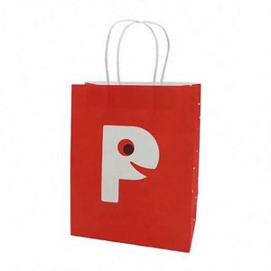 Custom Printed Own Logo Wholesale Gift Food Grocery White Handle Kraft White Paper <b>Bags</b> - Product Image 1
