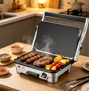 Grill électrique Anbolife à prix avantageux, 4 tranches, 1800W, plaques amovibles double face, antiadhésives, 90° °   &180 °   Grill à sandwichs ouverts - Product Image 3